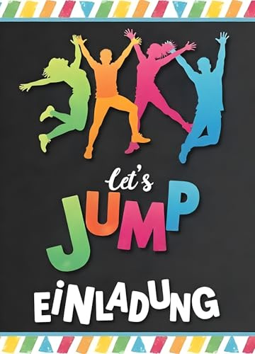 ZETTMANN Jump Party Einladungskarten Kindergeburtstag Junge - 10 Stück - Einladungskarten Kindergeburtstag Mädchen - Einladung Jump Party - Geburtstagseinladung Jumphouse