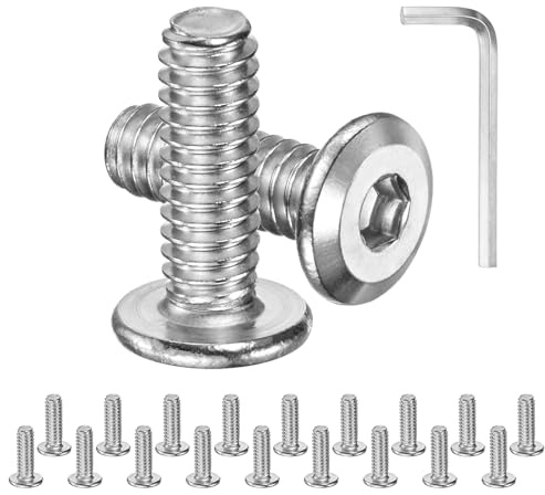 M METERXITY 20-Pack Flat Head Socket Cap Screws with Hex Key 1/4-20x3/4 | 304 Stainless Steel, Hex Drive Fastener Kit, for Machine, Furniture, Automobile, Marine, Full Thread UNC Hexagon Bolts