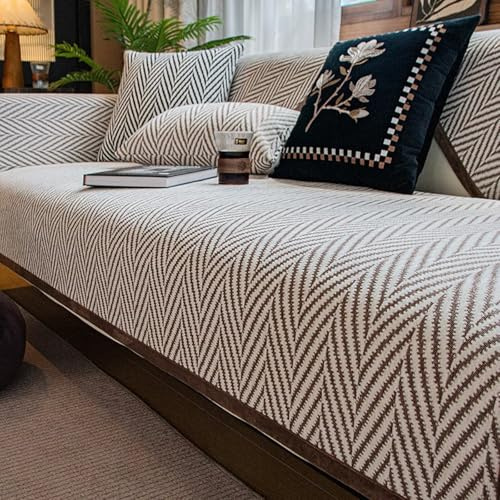 ZIBENE Sofabezug Ecksofa mit Rundecke, Couch üBerzug L Form Kratzfest Katzen, rutschfest mit Silikon Sofa Schutzdecke XXL Wohnlandschaft U Form, Chenille Hautfreundlich Sofa Sitzkissenbezug