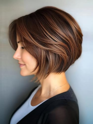 WIGNEE Perruque Courte Au Carré 25 Cm Raie En Dentelle 4x1 Lisse Yaki