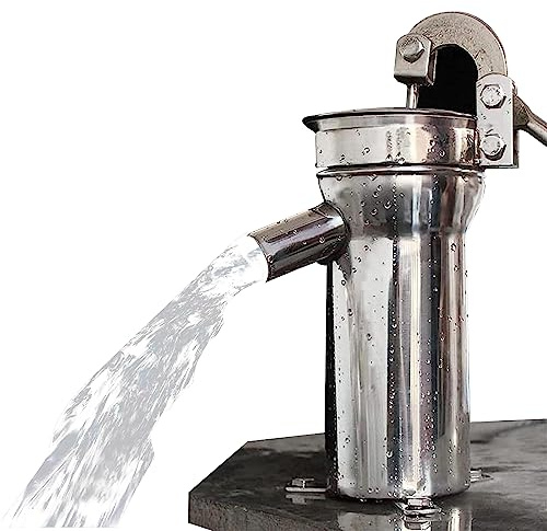 Manual Suction Well Pump, Hand Pressure Stainless Steel Garden Pump for Ground Water, Durable & Effortless for Home Gardens and Marine Applications