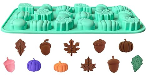 Moules en Silicone d'Automne | Moules Silicone 18 Alvéoles pour Bonbons Feuilles d'Érable | Miniatures en Démoulage Facile pour Savon Chocolat Bougie Décoration Craft Halloween