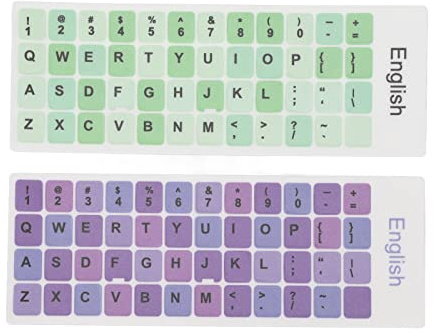 Ejoyous Keyboard Stickers 2pcs, English Keycaps Stickers PVC Colorful Laptop Keyboard Stickers, for 10in to 17in Laptop PC Computer Keyboards (B)