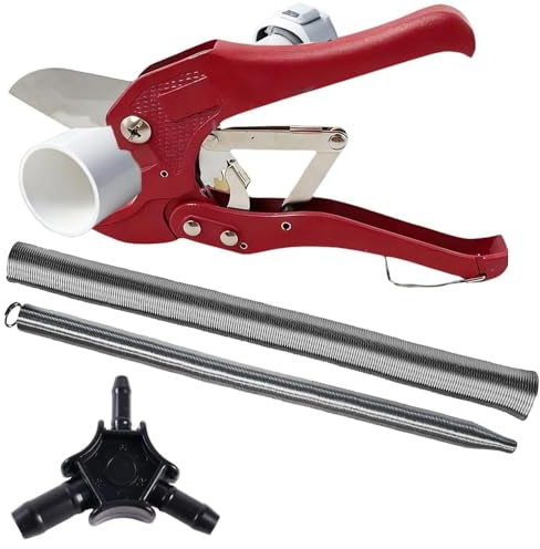 WRQIOO Werkzeug Montage Set Rohrschere, Rohrschneider Kunststoff, Kalibrierer Verbundrohr, Premium Werkzeugset für Verbundrohr mit Kalibrierer&Biegefeder für Rohr Aussendurchmesser 32 mm und kleiner
