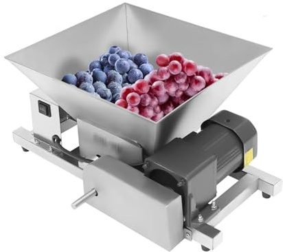 SenhE Elektrische Obstmühle aus Edelstahl, 60W Edelstahl Maischemühle Kommerzielle Obstpresse, Einfache Bedienung für die Verarbeitung in der Küche oder im Gewerbe