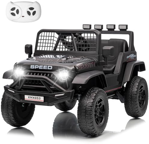 HAUSPROFI Elektroauto für Kinder,Elektro Kinderauto mit Fernbedienung | Geschwindigkeitsstufen, Musik, Bluetooth, LED-Leuchten und Sicherheitsgurt, Spielzeugauto | Elektroauto für Kinder ab 3 Jahre