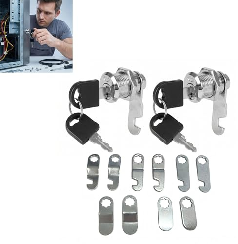 Lot de 2 Serrures à Came de 16 mm pour Boîtes aux Lettres, Comprend 8 Plaques de Verrouillage Différentes et 4 Clés Uniques, Convient pour Casiers, Boîtes à Outils, Portes de Placard et Sécurisation d