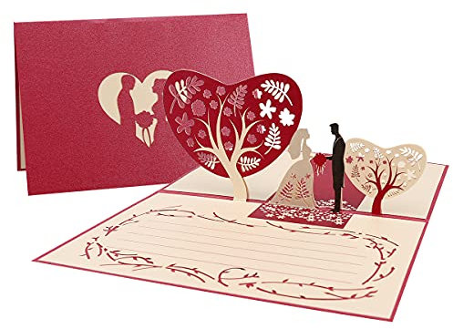 Unomor Hochzeitskarten 3D Glückwunschkarte Hochzeit Pop Up mit Umschlag für die Hochzeit Glückwünsche Einladung