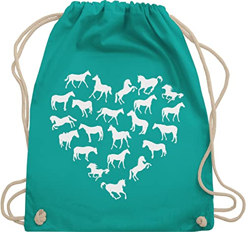 Turnbeutel Rucksack - Pferde - Taschen - Pferdeherz - Unisize - Türkis - reiten zubehör stalltasche pferd pferdeliebhaber pferdemotiven stoffrucksack reiterinnen pferdebeutel pferdespruch turnsack