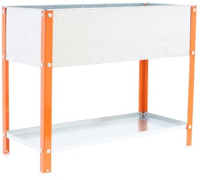 Simon Rack Huerto Urbano Metálico, Agujeros Drenaje, Capacidad 200 L, 850x1200x600 mm, Huerto Terraza Exterior, Naranja/Galva -Simon Garden