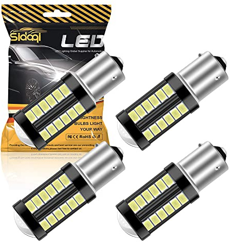 Sidaqi 1156 BAU15S PY21W Lampadina a LED 5630 33 SMD Bianco 900LM sostituire per Luce di retromarcia freno posizione antinebbia posteriore Fanale parcheggio RV 12-30 V 3,6 W (4 pezzi)