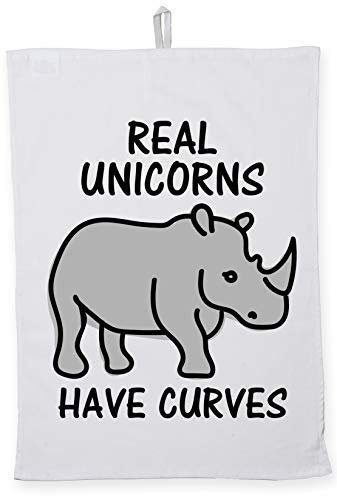 Hippowarehouse Real unicorns have curves Tea Towel Eco Printed Dish Cloth Kitchen accessory 50cmx70cm 100% Cotton