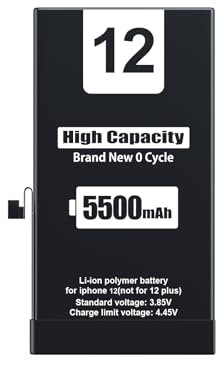 EMNT Batterie Interne pour IP 12 5500mAh, Modèles A2172 A2402 A2403 A2404 Batterie Polymère Li-ION Haute Capacité avec Trousse à Outils et Bandes Adhésives