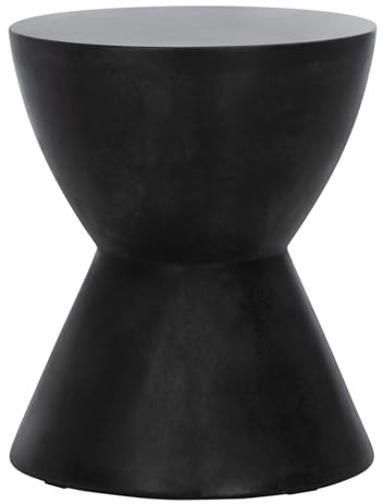 SAFAVIEH Outdoor Athena Concrete Accent Stool, 14.9 Black VNN1011C