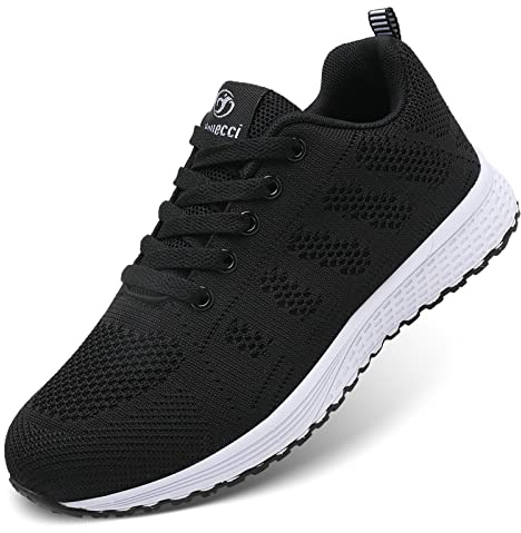 ANBIWANGLUO Baskets pour Femmes Chaussures de Course athlétiques Chaussures de Marche à Lacets Chaussures de Sport en Plein air Respirantes pour Le Jogging Noir 37 EU