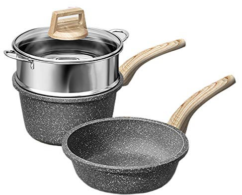 1,9 l / 2,2 l Antihaft-Bratpfanne Aluminiumlegierung mit Dampfgarer für den Heimtopf für Kinder Nahrungsergänzungsmittel Topf Kochen in einem Frühstückstopf