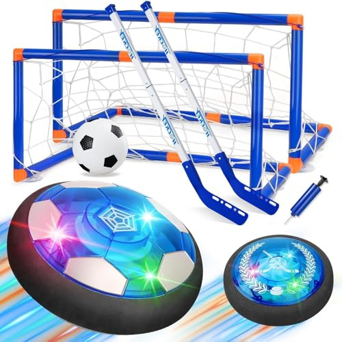 Nazano 3-in-1 Air Power Fußball & Hockey Set mit LED, Inkl. Ball & Pumpe
