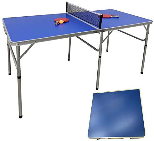 Mesa de ping pong plegable, portátil, incluye red de ping pong, minimesa con palas y pelota, 152 x 76 x 76 cm, para interior y exterior