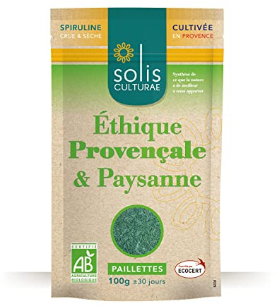 Spiruline Bio Française en Paillettes | 100g | Certifiée AB Ecocert | Riche en Fer & Protéines | Phycocyanine | Antioxydant | Ferme Provençale depuis 2012
