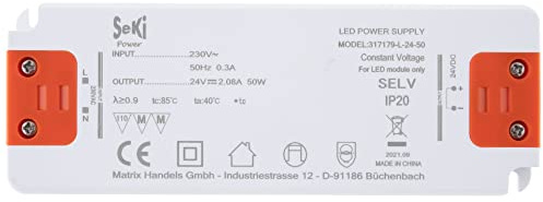 SeKi Fuente de alimentación LED L-50-24, 24 V, 2,08 A, 50 W, controlador LED, transformador