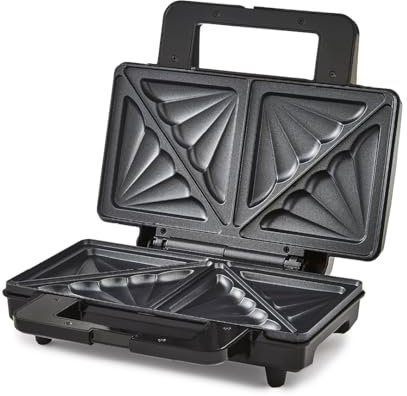 Geepas 1000W Deep Fill Toastie Maker | 4 Slice Electric Grill Press, Sandwich Toaster Perfect for Toasted Cheese Snacks | Cool Touch Handle, Automatic Temperature Control & Easy Clean Non-Stick Plate
