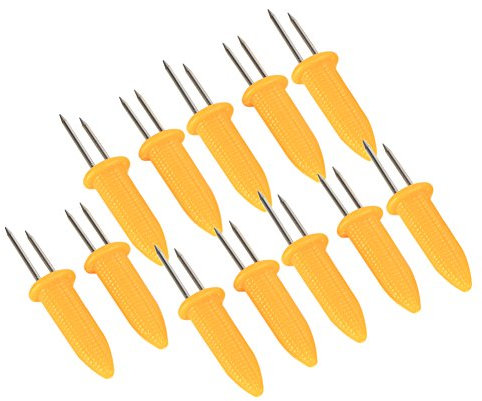 12 PZ Porta Pannocchie Spiedini In Metallo Per Grigliare, Porta Mais Barbecue In Acciaio Inox Spiedi Rebbi Porta Pannocchie Barbecue Nuovo