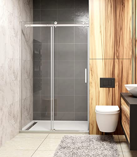 Acezanble Duschabtrennung Duschtür 105cm Schiebetür Duschwand Dusche 8mm Nano Glas Höhe 195cm