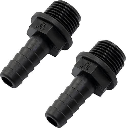 AERZETIX - Juego de 2 Racor Macho Acanalado Recto 1/2'' x 13mm - Rosca Exterior - Adaptador Conector para Sistema de Riego - Plástico Polipropileno - Color Negro