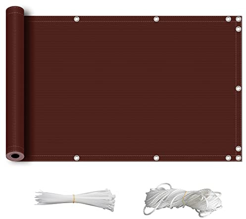 ZQXFZ Pantalla De Privacidad De BalcóN 110x300cm con Cuerda Y Amarre 160g/㎡ ProteccióN De La Privacidad Resistente Al Desgarro FáCil De Montar para Tapar Balcones -MarróN.