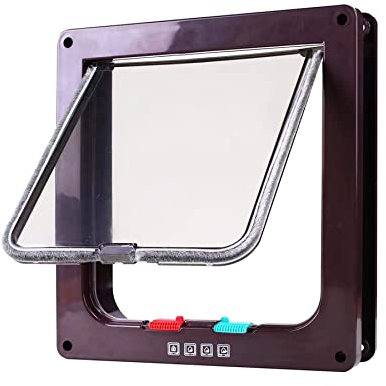 Tibeoyad Katzenklappe, 4 Wege Magnet-Verschluss Haustierklappe, Einfache Installation Katzentür Haustiertür in Wand, Holztür, Upvc innentür, Ziegelwände, Holztüren