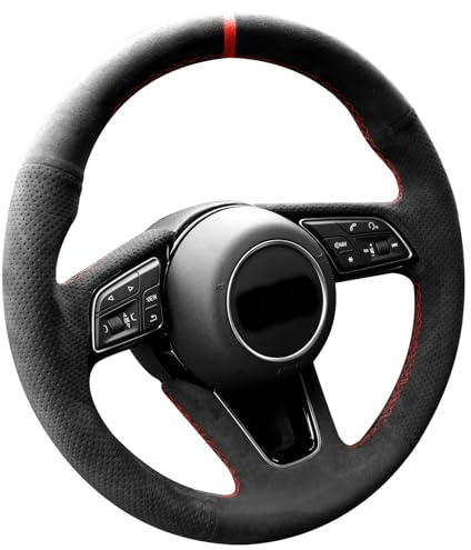 LeaHY Handstich Alcantara Lenkradhülle für Audi A3 A4 A5 S4 Q2 Q3 RS5 S5 Premium RedStripe