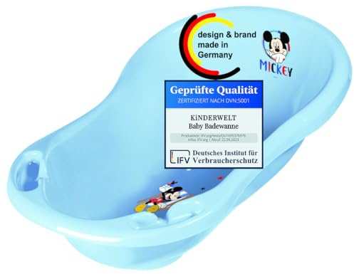 KiNDERWELT Bañera para bebé 84 cm - Bañera para bebé con diseño de Disney Mickey Mouse - Sin BPA - Bañera para bebés y recién nacidos - Azul