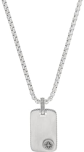 s.Oliver Kette mit Anhänger Edelstahl Herren Halsschmuck, 55+5 cm, Silber, Kompass, Kommt in Schmuck Geschenk Box, 2037997