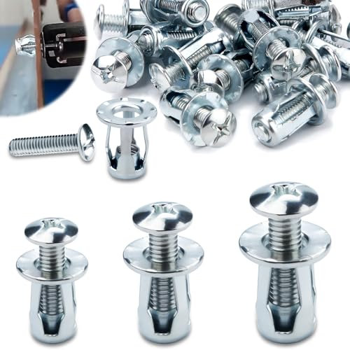 Mbsomnus 45 Pezzi Dadi a Fiore Jack Nuts Ancoraggi Metallo Cavi Dadi di Espansione Tasselli Cavi Fissaggi Sottile Kit di Varie Misure per Pareti Sottili Porte Cave Lamiera di Ferro (M4 M5 M6)