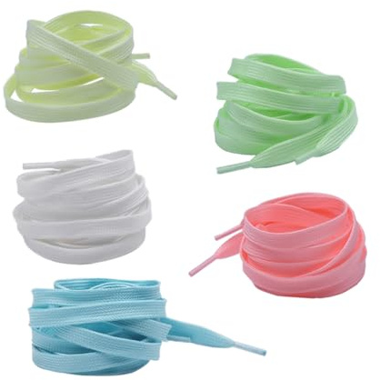 GALPADA 5paia Lacci Luminosi Per Sneakers Di Stringhe Fluorescenti Colorate Bianco Rosa Giallo Verde Blu Lacci Resistenti Per Scarpe Sportive E Casual