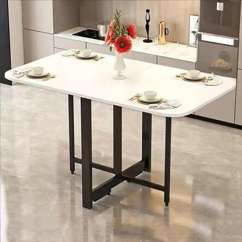 Platzsparender faltbarer Küchentisch aus Holz – Multifunktionsmöbel für Küche und Wohnzimmer – 3 Formen (Farbe: B-schwarzes Regal, Größe: 120 cm)