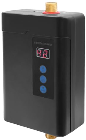 JAYEUW Mini Scaldabagno Elettrico Boiler Elettrico da 4000 W, Scaldabagno Elettrico con Schermo Digitale, Telecomando Senza Serbatoio per Bagno e Cucina, Scalda Acqua Istantanea (Nero)
