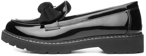 Lilley Rosita Girls Black Patent Bow Loafer - Size 5 UK - Black