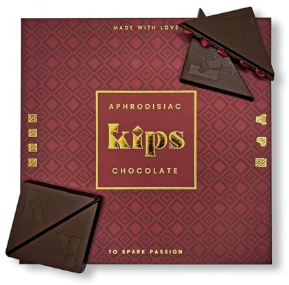 kips Cioccolato Fondente per Coppie | Maca, Ashwagandha, Muira Puama & Melagrana | Regalo per il Partner | Prodotto in Germania | 1 Scatola – 4 Porzioni – 100 g