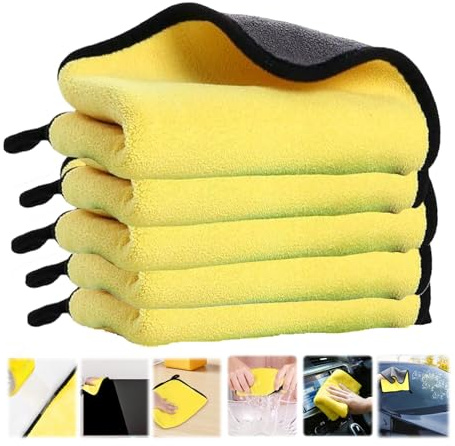 Confezione da 5 panni in microfibra per la pulizia di auto, cucina e finestre, per la pulizia di auto, cucina e finestre, per la pulizia di casa e auto (25 x 25 cm)