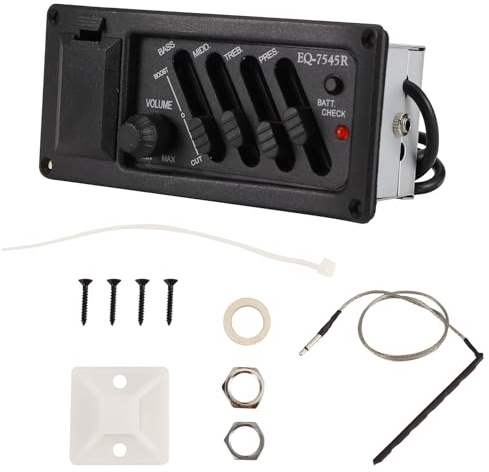 Sessleger EQ Vorverstärker Plus Pick-Up Set für Akustikgitarre 7545R-4 Bänder plus Lautstärkeregler, Buch mit einer Schlagbox