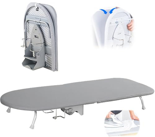 Tabla de Planchar Plegable, Mesa de Planchar Pequeña y Compacta de 89 x 33 cm con Soporte para Plancha y Patas Plegables Antideslizantes, Liviana, Ahorro de Espacio, Mini Tabla de Planchar de Mesa