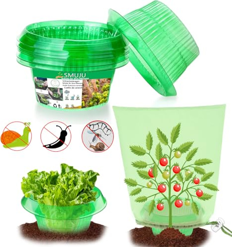 【25 Pièces+25 Pièces Filet】Protection Anti-escargots, Protections Anti-limaces, Protection Contre les Escargots, pour vos Plants de Salades et Choux - Protège Les Plantes Contre Les Animaux