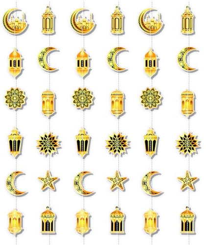 HOWAF 6 Ramadan Mubarak Girlande, Eid Mubarak Girland Mond Stern Hängedeko für Ramadan Deko, Eid Mubarak Dekoration