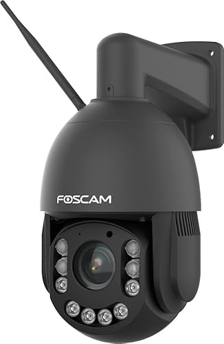 Foscam SD4H Outdoor Security Camera, QHD, WiFi PTZ, 18x Optical Zoom, 2-Way Audio, AI Detection (Black)