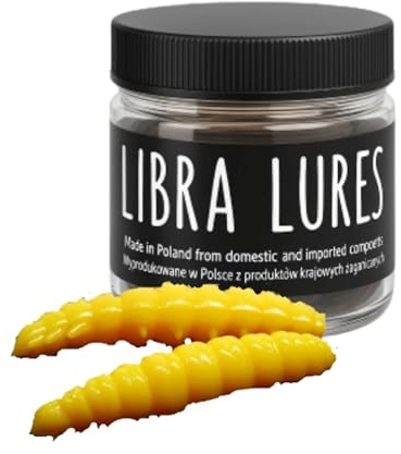 Libra Lures Larva 45mm | Forellenköder Supersoft | Inhalt: 8 Stück | Aroma: Knoblauch | Farbe: 007 Yellow