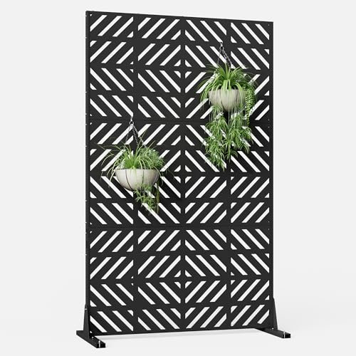 Metal Privacy Screen for Outdoor Freestanding Privacy Screens, 72 H x 44 W Decorative Fence Panels with Stand, Patio Metal Screens for Outside Outdoor Divider Deck Balcony Garden and Indoor