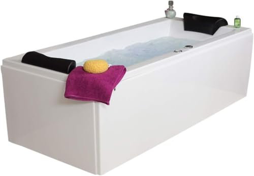 Whirlpool Badewanne Relax Basic – Made in Germany | Eckbadewanne mit 14/16 Massage-Düsen, LED-Beleuchtung & optionalen Armaturen | 150 x 75 cm | Spa-Badewanne für 2 Personen