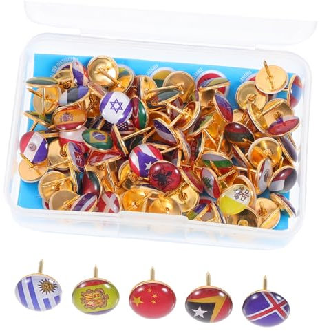 jojofuny 100stücke Reißzwecken Mit Flaggenmotiven Aus Metall Zum Aufhängen An Korktafeln Für Büros Klassenzimmer Und Reisen in Verschiedenen Designs