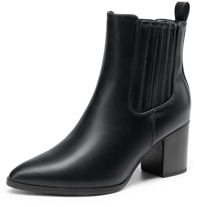 DREAM PAIRS Women's Boots Chunky Heel Ankle Booties Shoes,Size 6,Black-Pu,DWUMAB2535